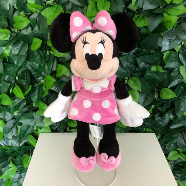 Minnie de Pelúcia - Vestido Rosa e Branco Personagem Turma do Mickey