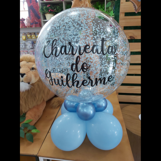 Balão bubble com base simples e platino g