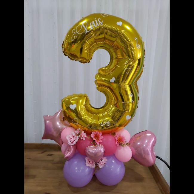 Balão de numero 70cm com base orgânica personalizado