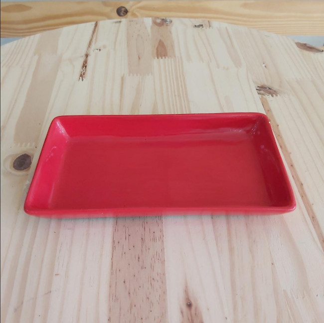 Bandeja de cerâmica mini vermelho