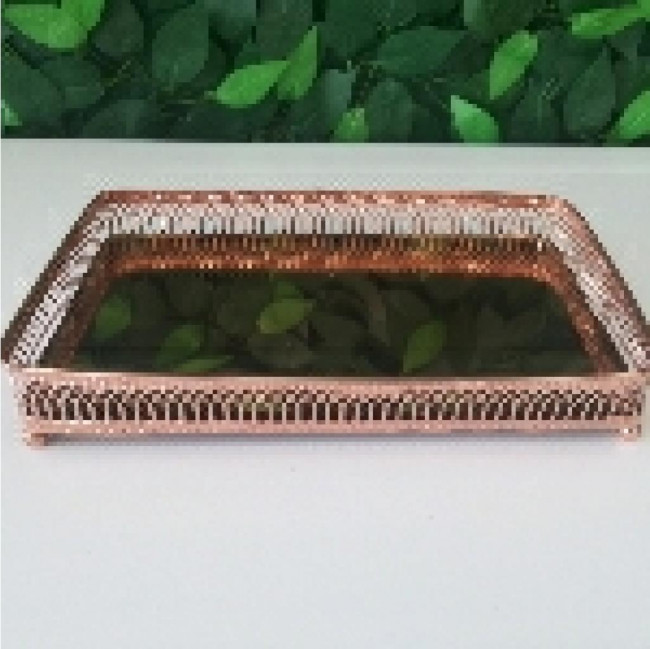 Bandeja metal espelhada Rose Gold