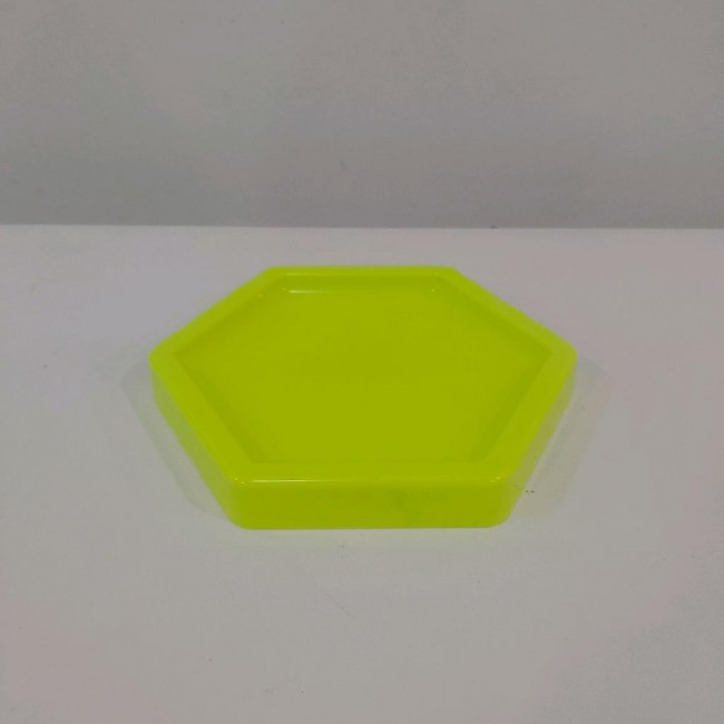 Bandeja sextavada amarelo neon plástico ABS mini