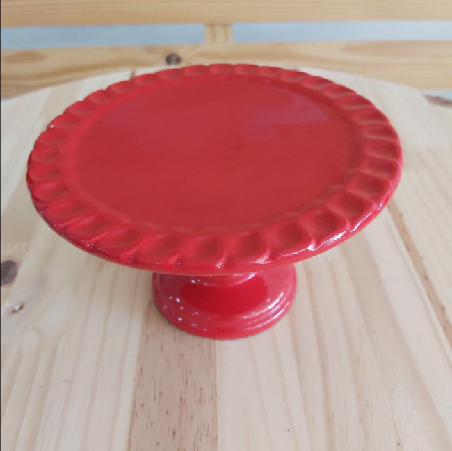 Boleira de cerâmica mini vermelho