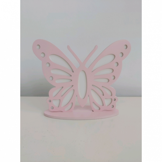 Borboleta mdf rosa e branco G de mesa