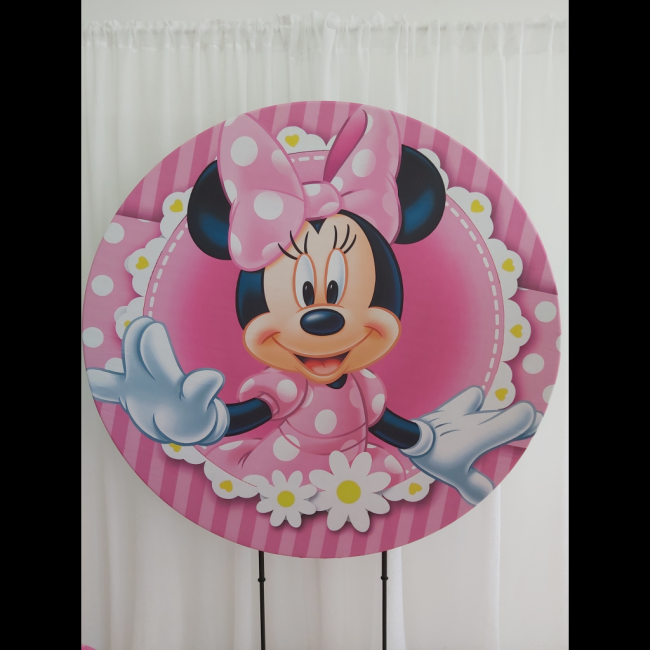 Capa sublimada Painel redondo Minnie Rosa