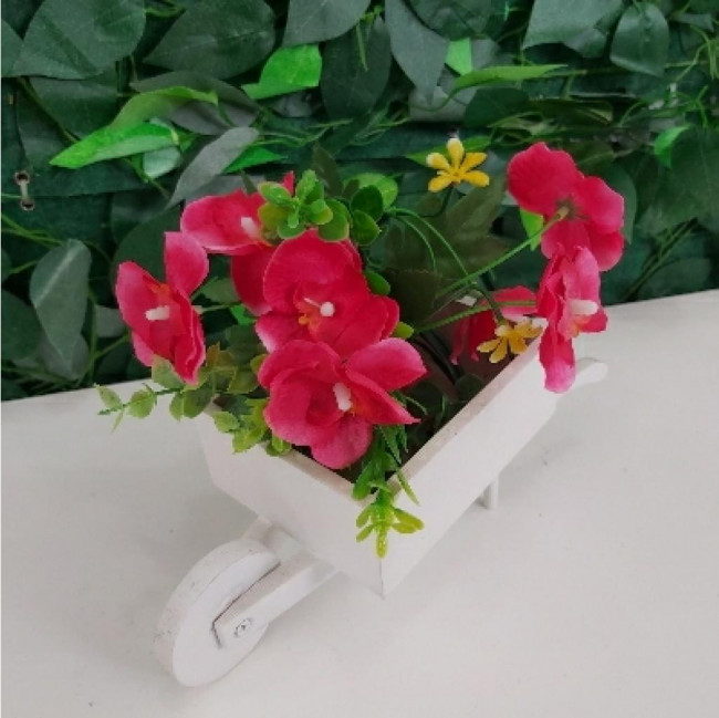 Carriola mdf branco com flores