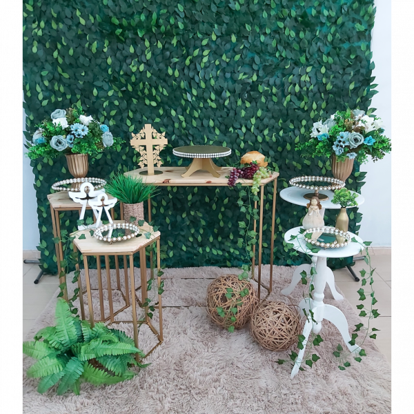 Decoração Comunhão dourado com pérolas