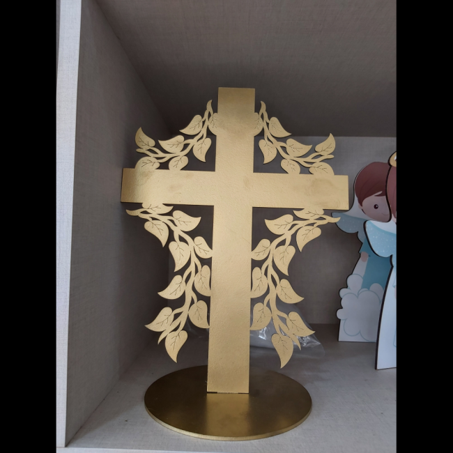 display Cruz mdf dourado