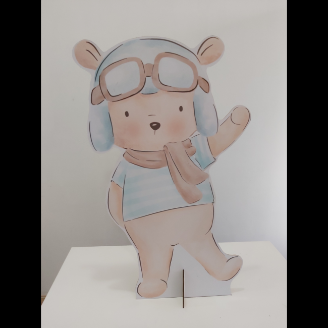 display urso aviador aquarela