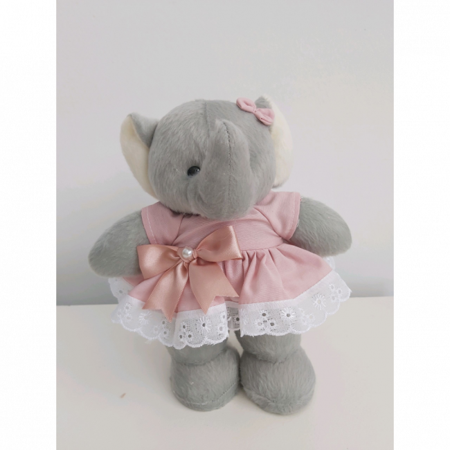 Elefante pelucia roupa rose P