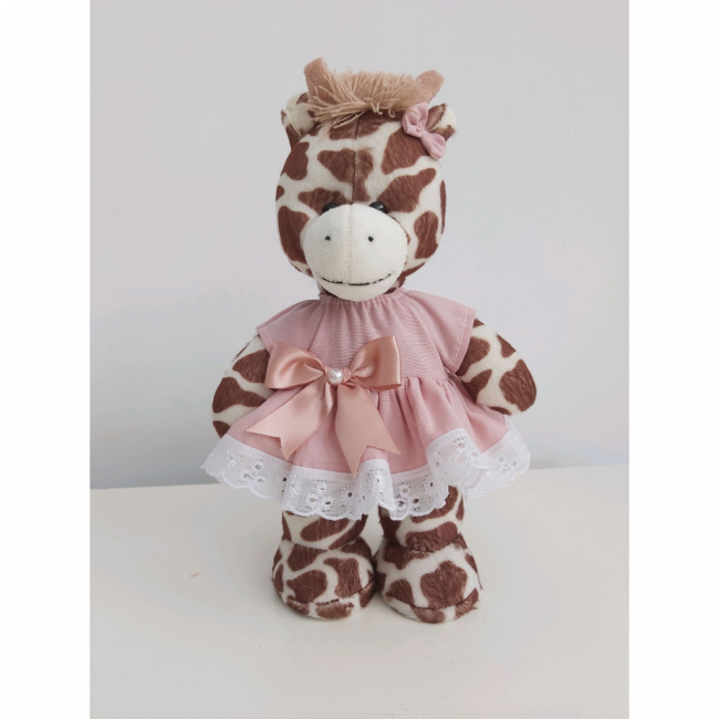 Girafa pelucia roupa rose P