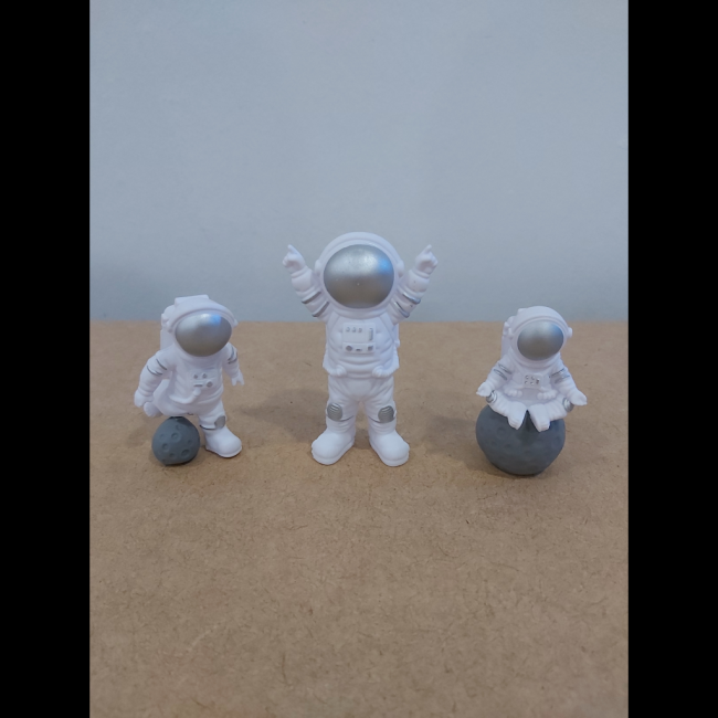 Kit astronauta de plástico mini Branco e prata