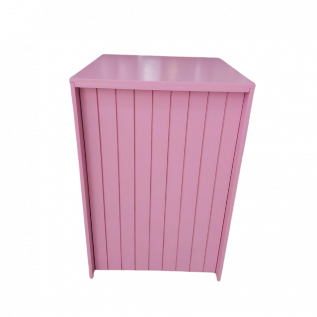 Mesa cubo ripada mdf rosa dobrável