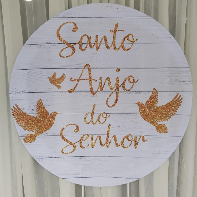 Capa sublimada Painel redondo Batizado Santo anjo do Senhor