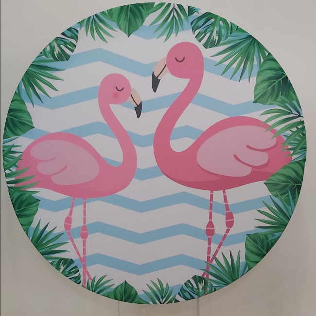 Capa sublimada Painel redondo Flamingo