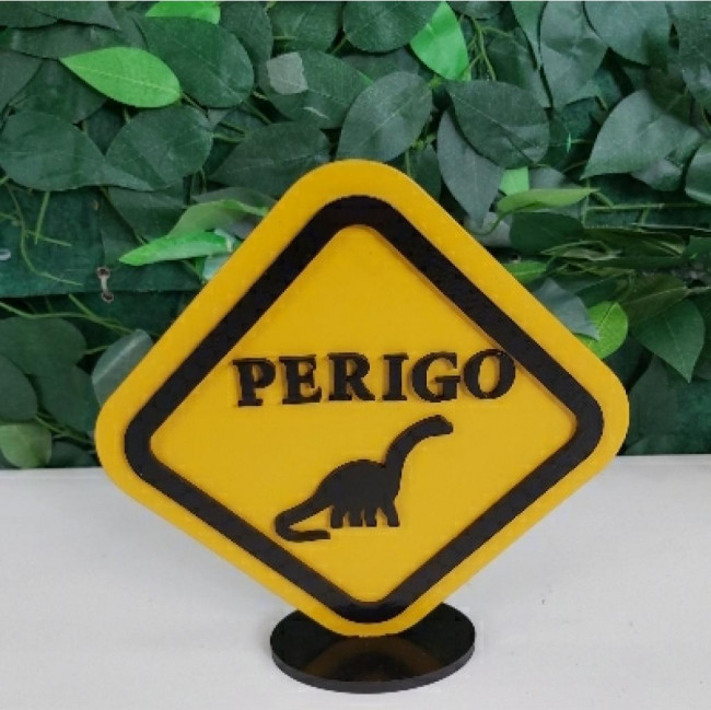 Placa perigo dinossauro