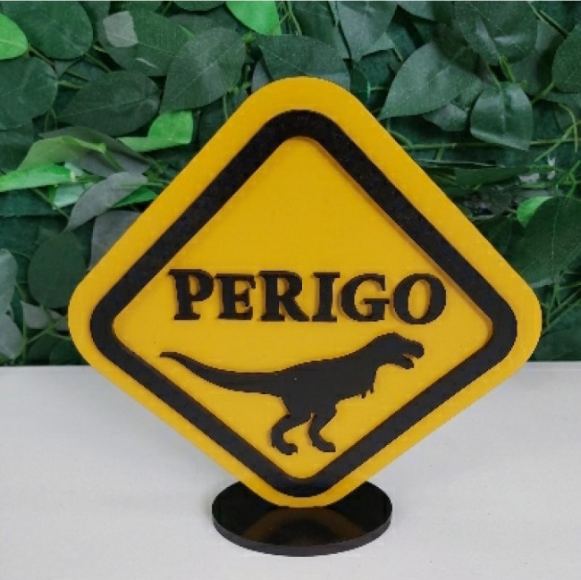 Placa perigo T-rex