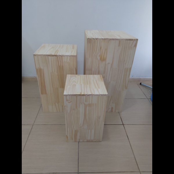 Trio cubo madeira  pinus