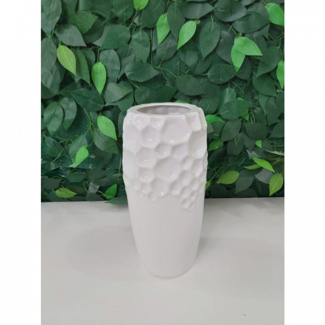 vaso cerâmica branco craquelado