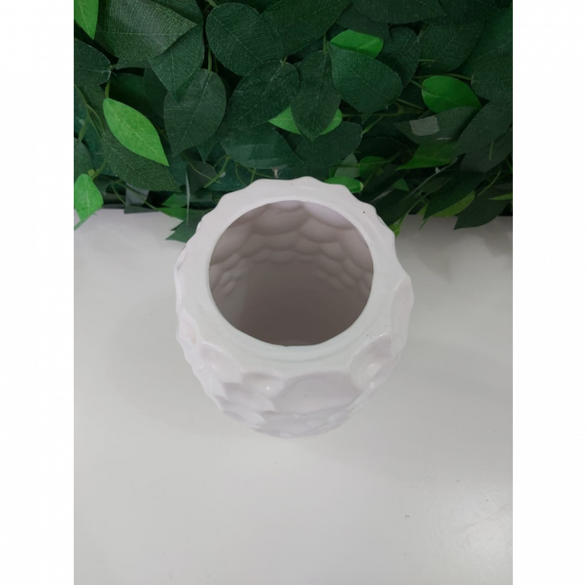 vaso cerâmica branco craquelado