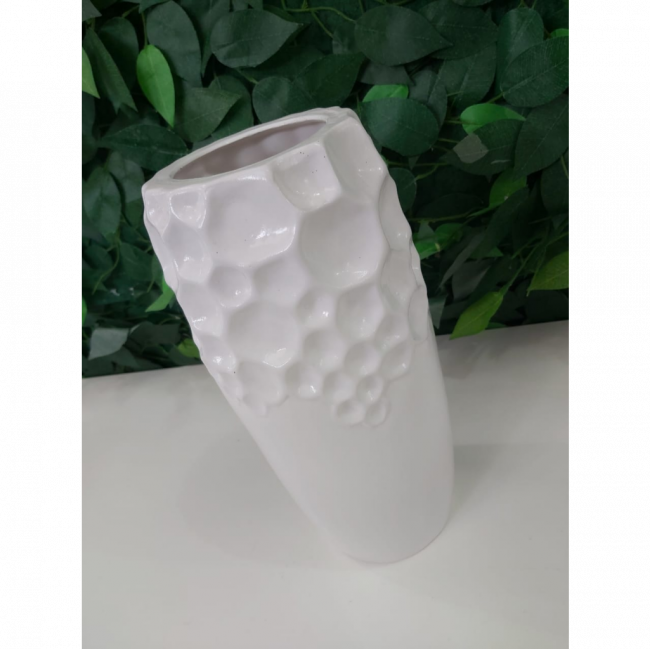 vaso cerâmica branco craquelado