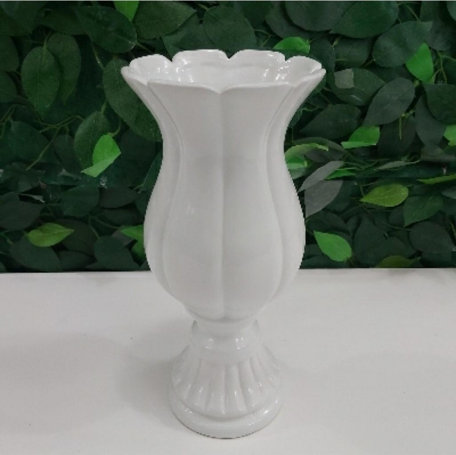 Vaso cerâmica branco tulipa M