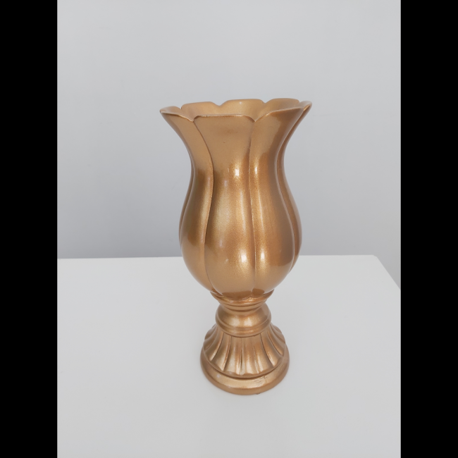 Vaso cerâmica dourado tulipa M