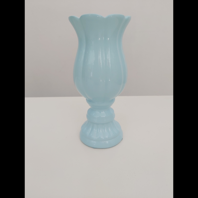 Vaso de cerâmica tulipa pequeno azul candy