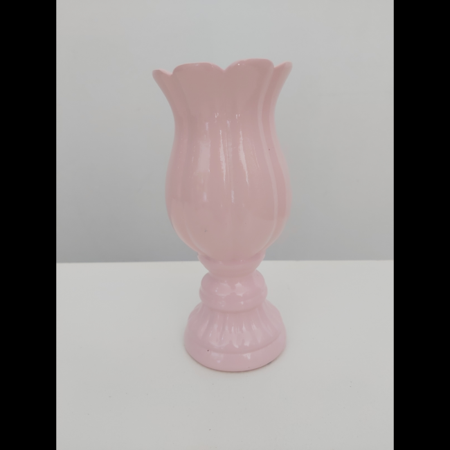 Vaso de cerâmica tulipa pequeno rosa candy