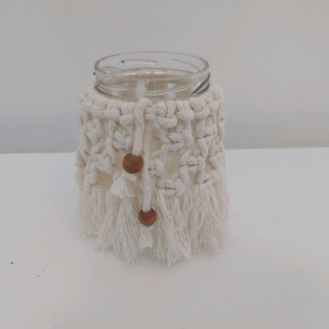 Vaso vidro com macrame