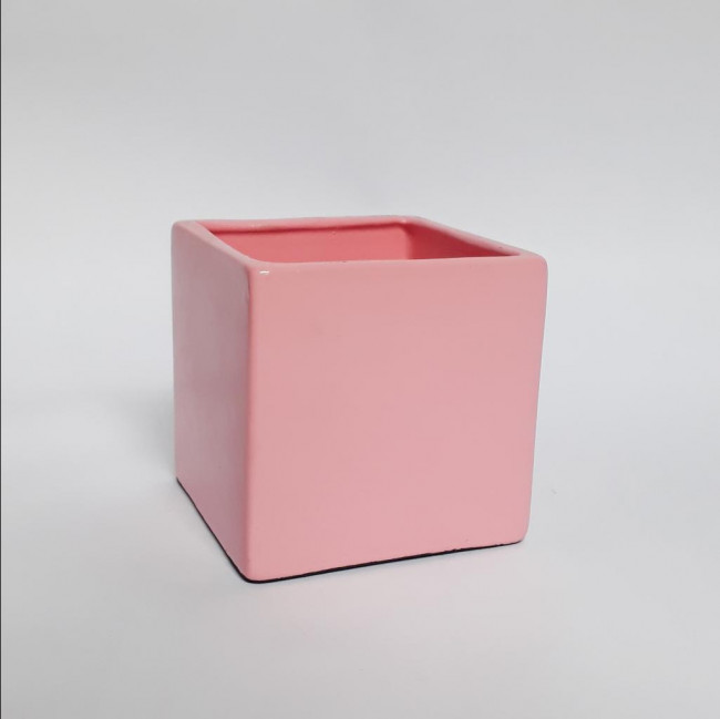 CACHEPOT CERAMICA QUADR ROSA