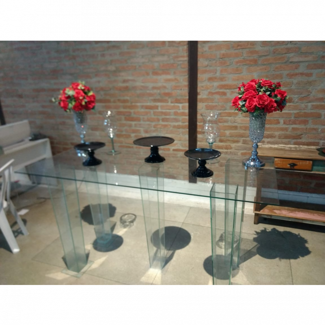 MESA CRISTAL DE VIDRO 1,80 X 0,80