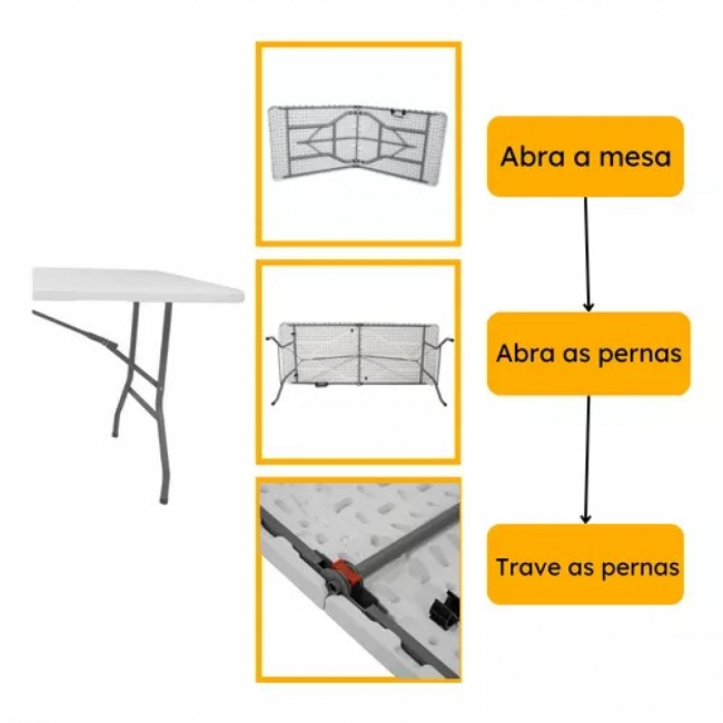 MESA PRANCHÃO BRANCA 1,83 X 0,75 DOBRAVEL