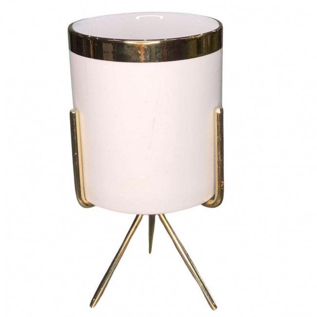 VASO BRANCO COM SUPORTE DOURADO