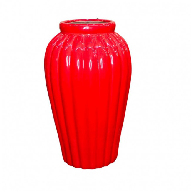 VASO CERAMICA VERMELHO TORCIDO