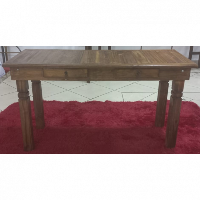 MESA PINUS ESCURA COM GAVETAS P