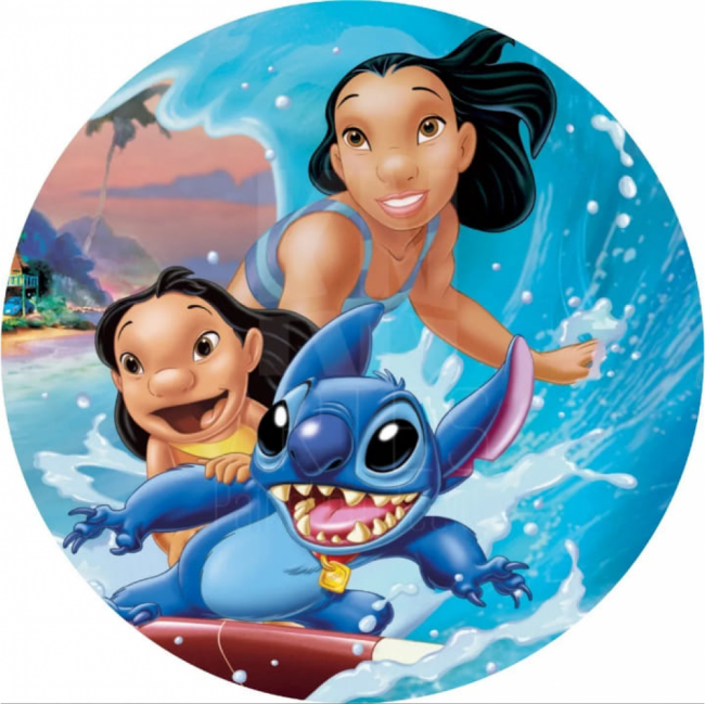 PAINEL REDONDO LILO E STITCH PRAIA