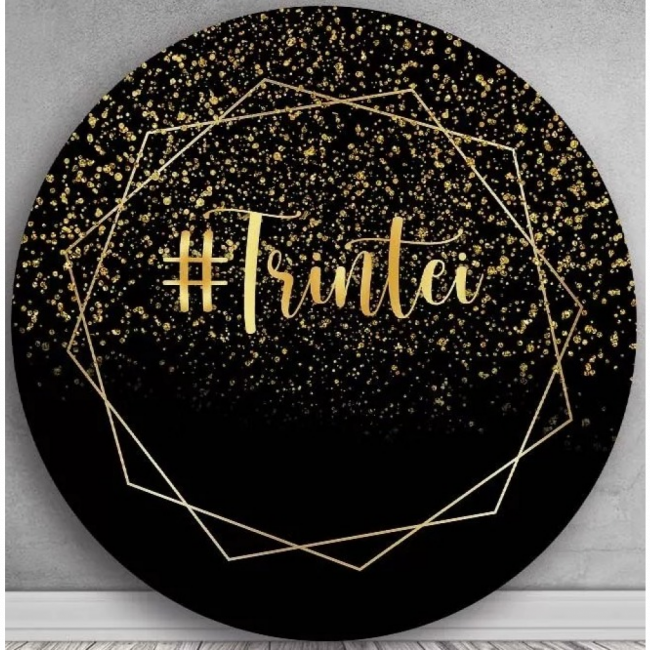 PAINEL REDONDO TRINTEI GLITTER PRETO E DOURADO