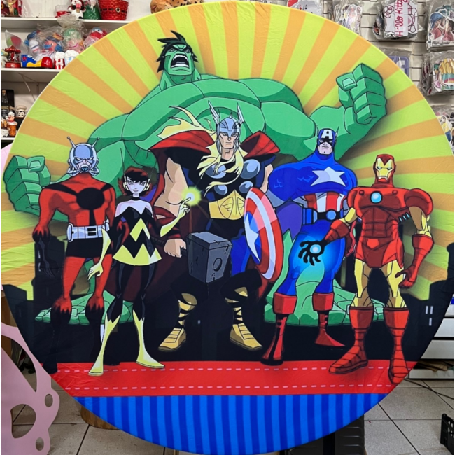 PAINEL REDONDO VINGADORES CARTOON