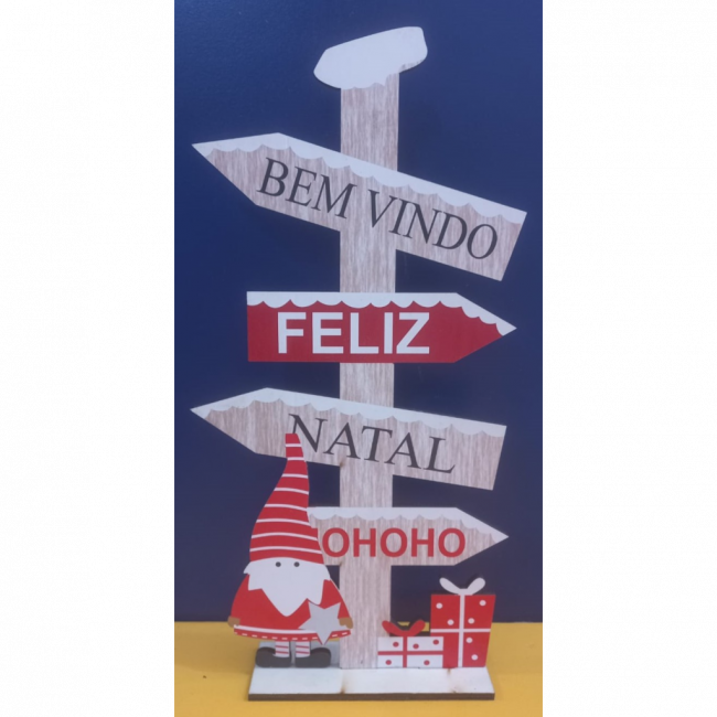 PLACA DE MESA BEM VINDO FELIZ NATAL MDF