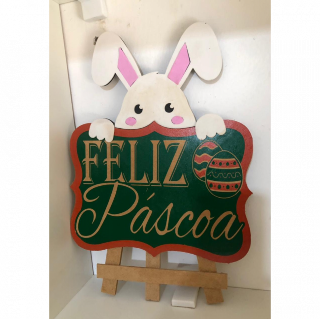 PLACA FELIZ PASCOA