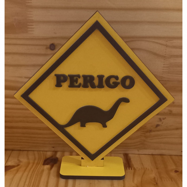 PLACA PERIGO MDF DINOSSAUROS