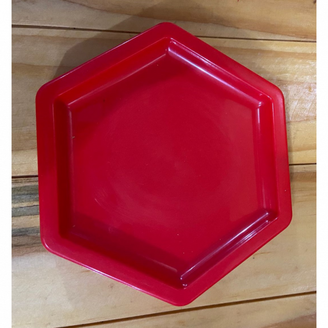 SUPORTE PARA DOCES BAIXO HEXÁGONO ACRÍLICO VERMELHO