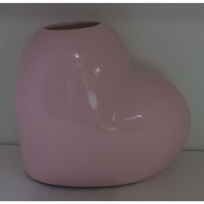 VASO CACHEPÔ CORAÇÃO ROSA CLARO