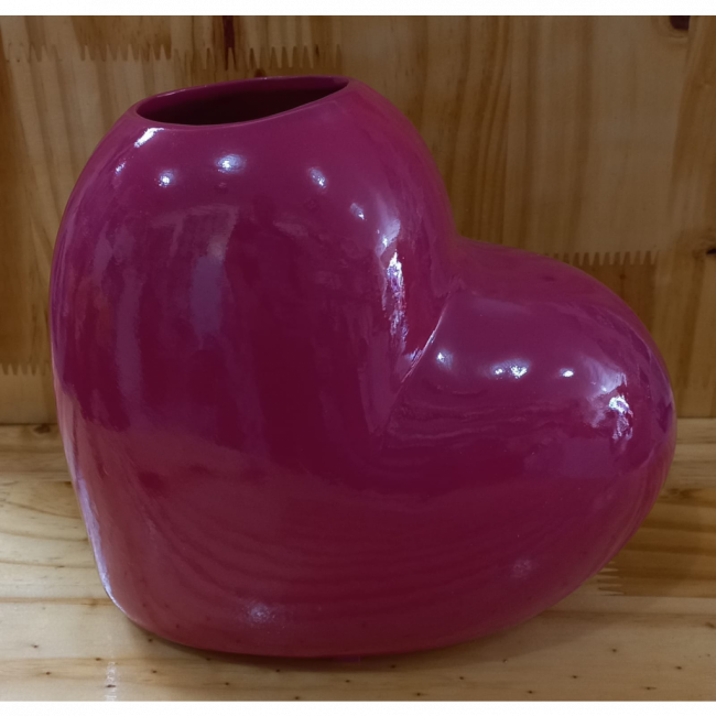 VASO CACHEPÔ CORAÇÃO ROSA ESCURO