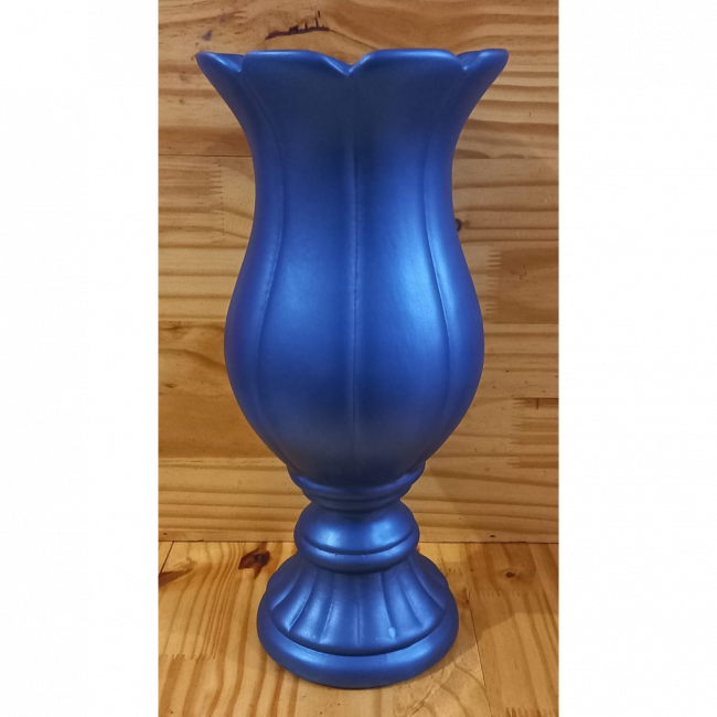 VASO TAÇA FLOR G AZUL ESCURO CINTILANTE