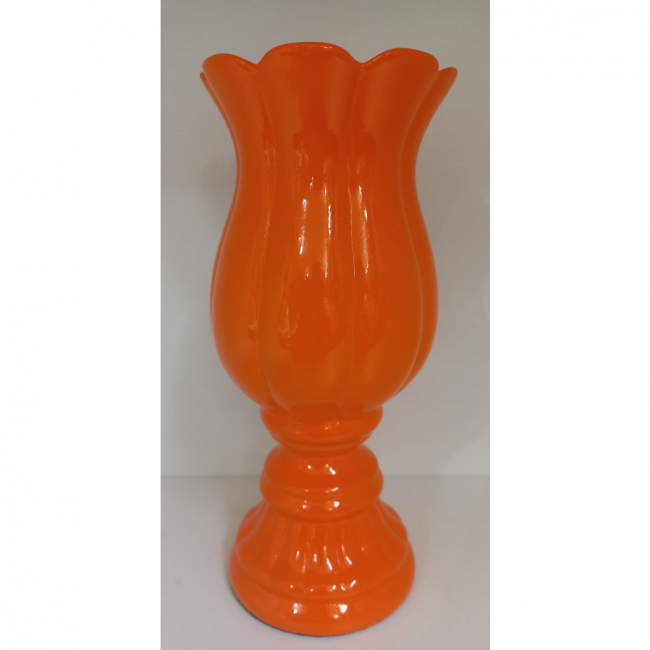 VASO TAÇA FLOR P LARANJA