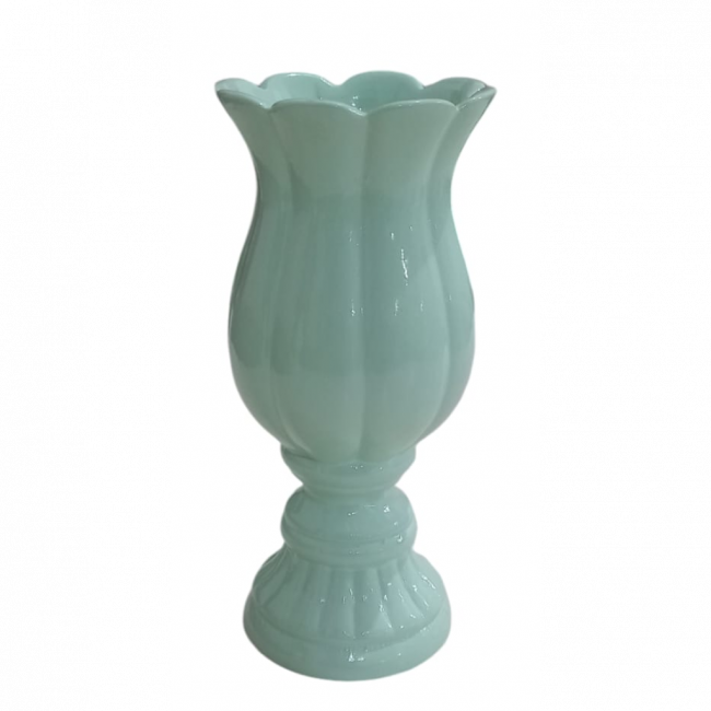 VASO TAÇA FLOR P VERDE CLARO