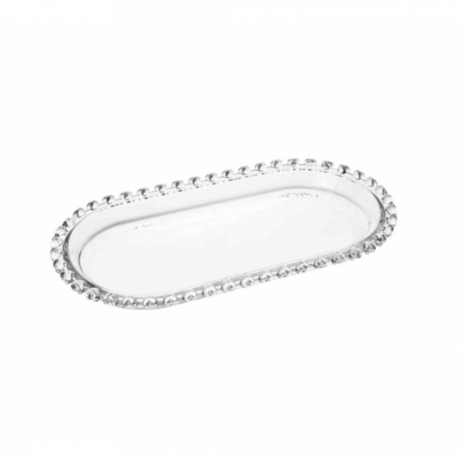 Bandeja Oval Cristal Bolinha 24x12x2cm