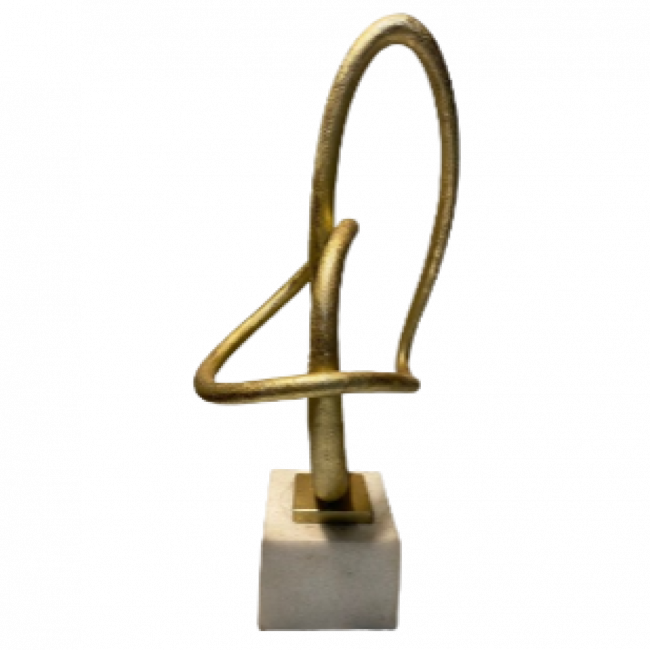 Escultura decor em resina dourado com mármore branco